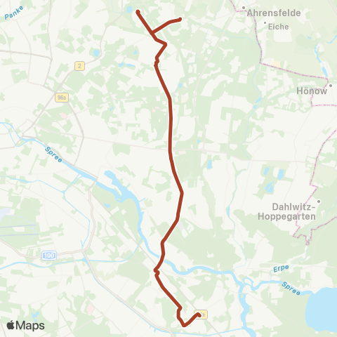 BVG 🅢 Adlershof ↔︎ Falkenberg map