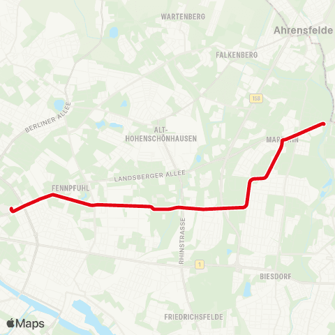 BVG Virchowstr. ↔︎ Allee Der Kosmonauten map