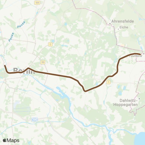BVG 🅢+🅤 Berlin Hbf ↔︎ 🅤 Hönow map