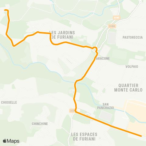 Via Bastia Navette Furiani Paterno map