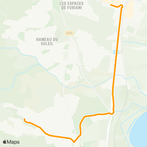 Via Bastia Navette Furiani les Collines map