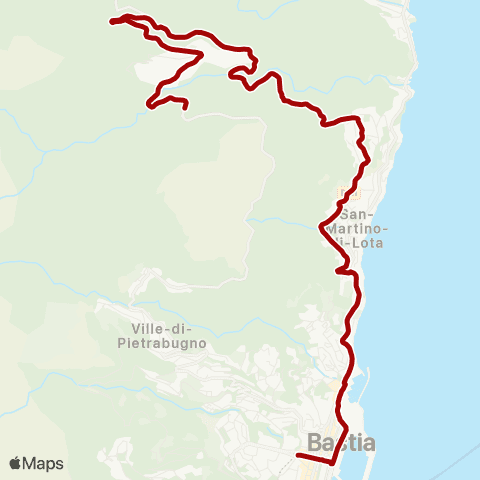 Via Bastia Gare Bastia - San Martino Village map