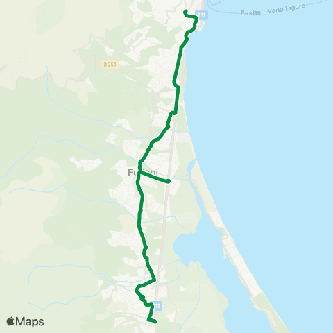 Via Bastia Palais de Justice - Furiani - Biguglia map