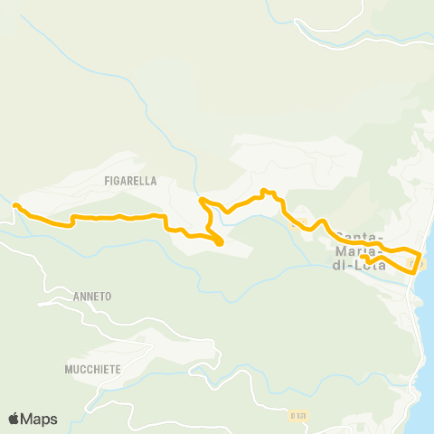 Via Bastia Navette Mairie Santa Maria di Lota - Mandriale map