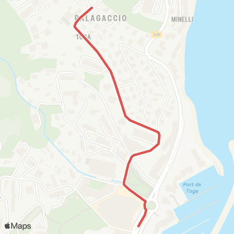 Via Bastia Navette Toga - Hauts de Toga map