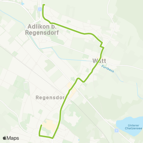 VBG - Verkehrsbetriebe Glattal Regensdorf, Zentrum - Adlikon b. R., Leematten map