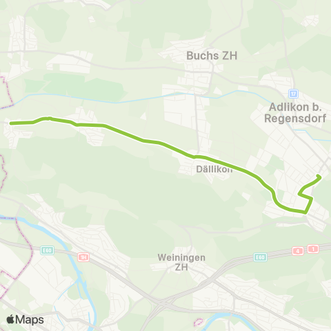 VBG - Verkehrsbetriebe Glattal Hüttikon - Regensdorf-Watt, Bahnhof map