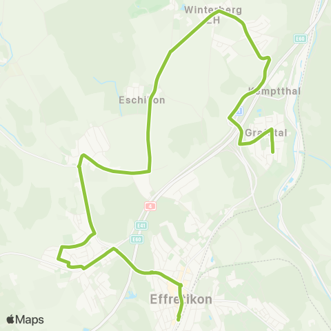 VBG - Verkehrsbetriebe Glattal Effretikon, Bahnhof - Winterberg ZH, Wältiwis map