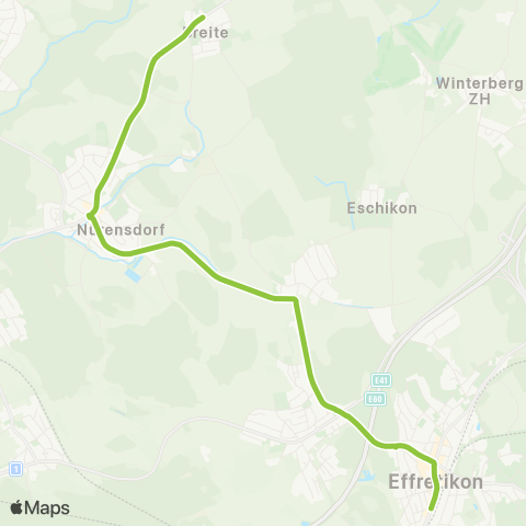 VBG - Verkehrsbetriebe Glattal Breite b. N'dorf, W'thurerstr. - Effretikon, Bahnhof map