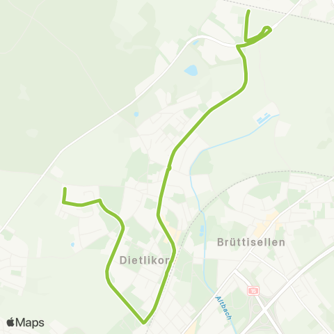 VBG - Verkehrsbetriebe Glattal Bassersdorf, Bahnhof Süd - Dietlikon, Hinentalstrasse map