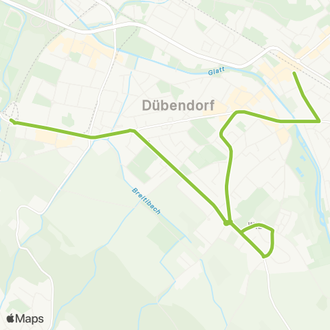 VBG - Verkehrsbetriebe Glattal Dübendorf, Bahnhof - Stettbach, Bahnhof map