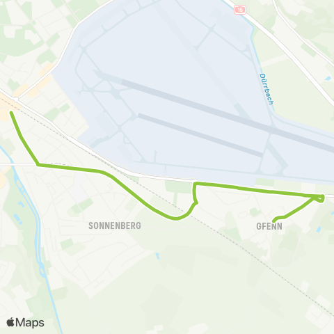 VBG - Verkehrsbetriebe Glattal Dübendorf, Bahnhof - Dübendorf, Gfenn map