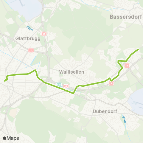 VBG - Verkehrsbetriebe Glattal Brüttisellen, Ob. Wangenstr. - Zürich Oerlikon, Bahnhof map