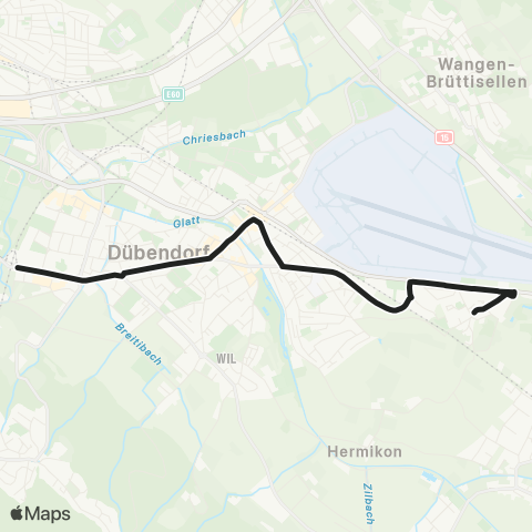 VBG - Verkehrsbetriebe Glattal Dübendorf, Gfenn - Stettbach, Bahnhof map