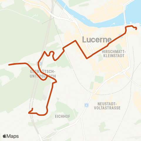 VBL - Verkehrsbetriebe Luzern Luzern, Bahnhof - Luzern, Obergütsch map