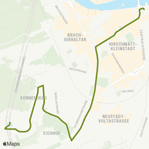 VBL - Verkehrsbetriebe Luzern Kriens, Dattenberg - Luzern, Pilatusplatz map