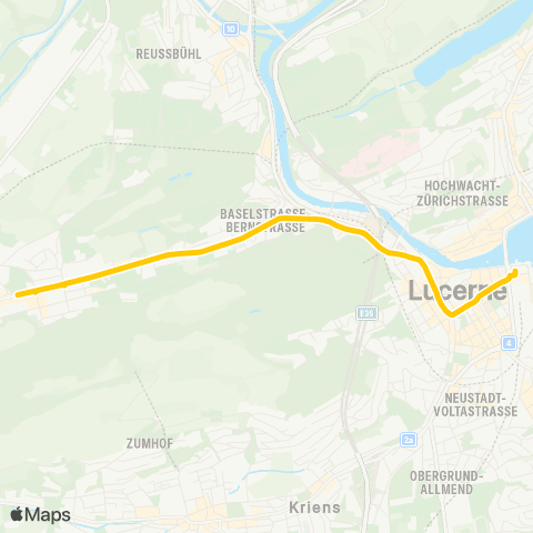 VBL - Verkehrsbetriebe Luzern Luzern, Bahnhof - Luzern, Gasshof map