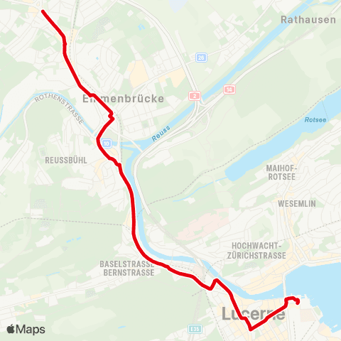 VBL - Verkehrsbetriebe Luzern Emmenbrücke, Sprengi - Luzern, Bahnhof map