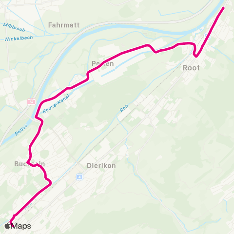 VBL - Verkehrsbetriebe Luzern Ebikon, Bahnhof - Gisikon-Root, Bahnhof map
