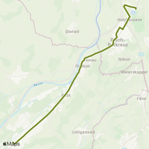 VBL - Verkehrsbetriebe Luzern Ebikon, Bahnhof - Gisikon, Weitblick map