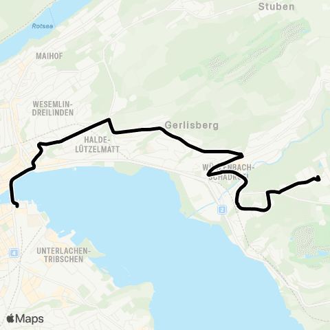 VBL - Verkehrsbetriebe Luzern Luzern, Bahnhof - Luzern, Büttenenhalde map