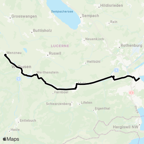 VBL - Verkehrsbetriebe Luzern Menznau, Bahnhof - Luzern, Bahnhof map
