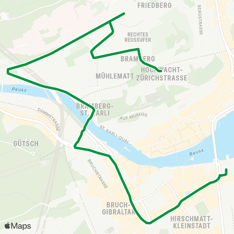 VBL - Verkehrsbetriebe Luzern Luzern, Pilatusplatz - Luzern, Bramberg map