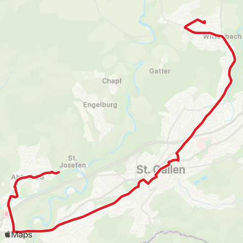 VBSG - Verkehrsbetriebe St.Gallen Abtwil SG, St. Josefen - Wittenbach, Bahnhof map