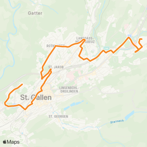VBSG - Verkehrsbetriebe St.Gallen St. Gallen, Hölzli - St. Gallen, Sonne map