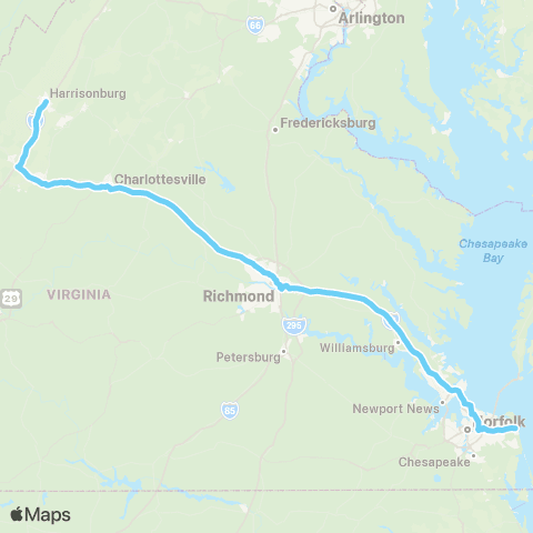 Virginia Breeze Harrisonburg — Virginia Beach map