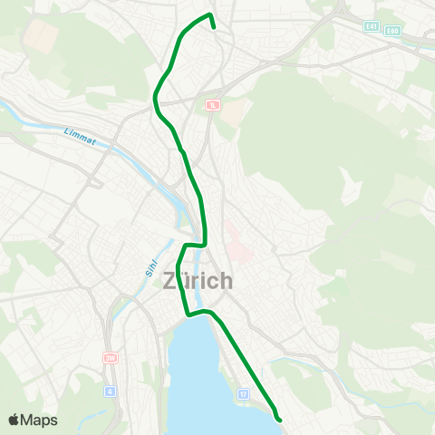 VBZ - Verkehrsbetriebe Zürich Zürich Tiefenbrunnen, Bahnhof - Zürich, Bahnhofstrasse/HB map