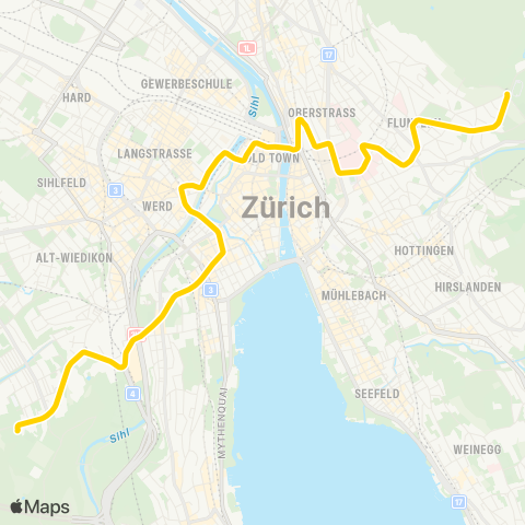 VBZ - Verkehrsbetriebe Zürich Zürich, Albisgütli - Zürich, Bahnhofstrasse/HB map