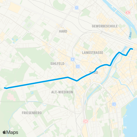 VBZ - Verkehrsbetriebe Zürich Zürich, Triemli - Zürich, Bahnhofplatz/HB map