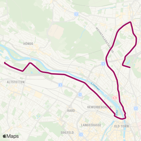 VBZ - Verkehrsbetriebe Zürich Zürich, Werdhölzli - Zürich, Bucheggplatz map