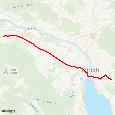 VBZ - Verkehrsbetriebe Zürich Schlieren, Geissweid - Zürich, Klusplatz map