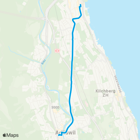 VBZ - Verkehrsbetriebe Zürich Zürich Wollishofen, Bahnhof - Adliswil, Bahnhof map