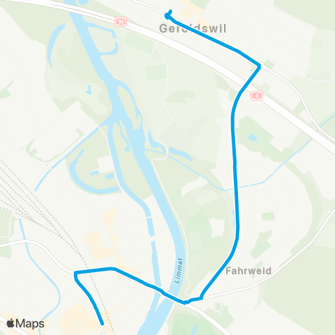 VBZ - Verkehrsbetriebe Zürich Dietikon, Bahnhof - Geroldswil, Zentrum map