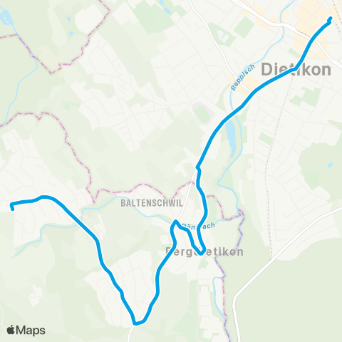 VBZ - Verkehrsbetriebe Zürich Dietikon, Bahnhof - Kindhausen AG map