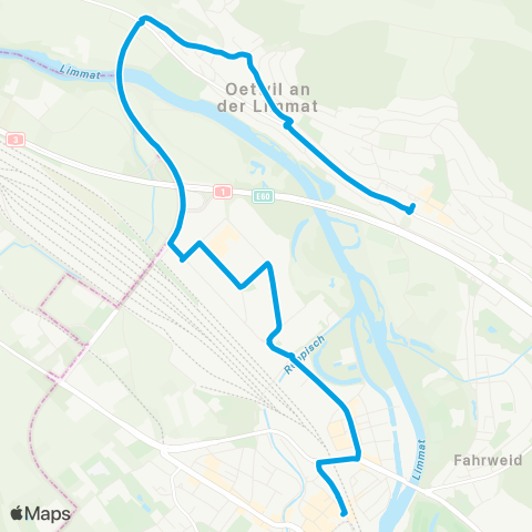 VBZ - Verkehrsbetriebe Zürich Geroldswil, Zentrum - Dietikon, Bahnhof map