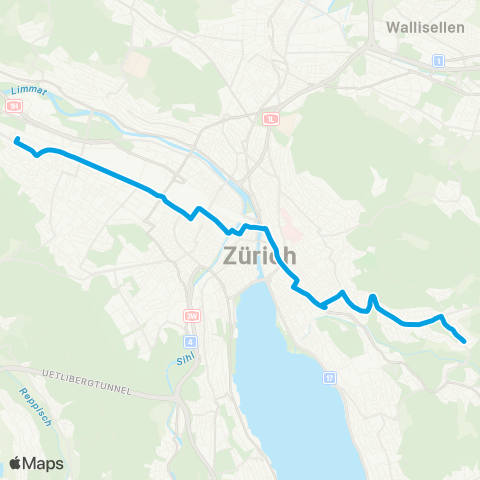 VBZ - Verkehrsbetriebe Zürich Zürich, Kienastenwies - Zürich, Hermetschloo map