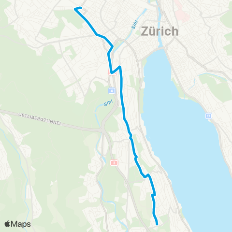 VBZ - Verkehrsbetriebe Zürich Kilchberg ZH, Kirche - Zürich, Morgental map