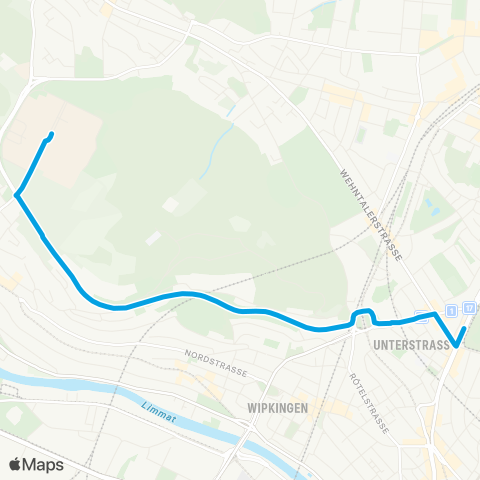 VBZ - Verkehrsbetriebe Zürich Zürich, Milchbuck - Zürich, ETH Hönggerberg map