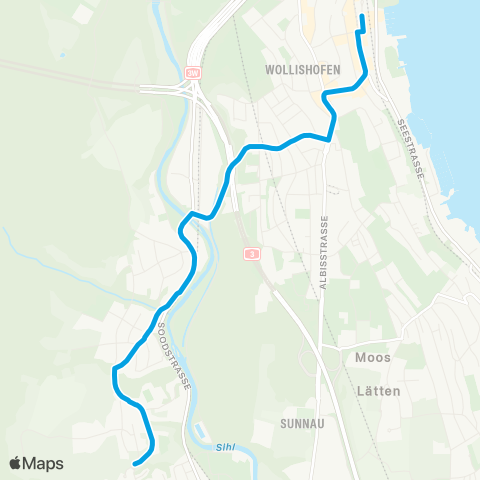 VBZ - Verkehrsbetriebe Zürich Zürich Wollishofen, Bahnhof - Zürich, Mittelleimbach map