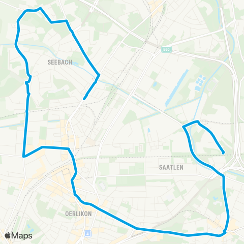 VBZ - Verkehrsbetriebe Zürich Zürich, Seebacherplatz - Zürich, Schwamendingerplatz map