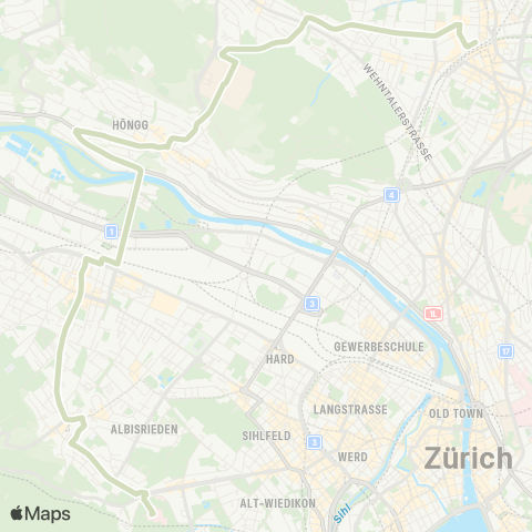 VBZ - Verkehrsbetriebe Zürich Zürich Oerlikon, Bahnhof Nord - Zürich, Triemlispital map