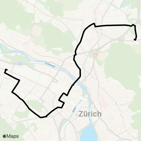 VBZ - Verkehrsbetriebe Zürich Zürich Altstetten, Bahnhof - Zürich, Schwamendingerplatz map