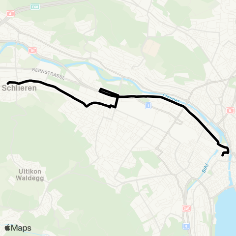 VBZ - Verkehrsbetriebe Zürich Zürich, Bahnhofstrasse/HB - Schlieren, Geissweid map