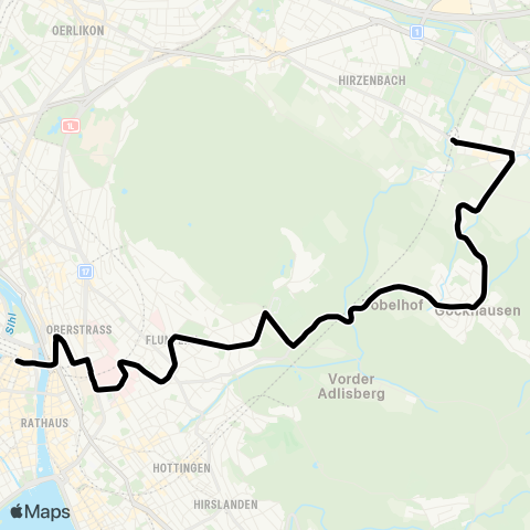 VBZ - Verkehrsbetriebe Zürich Stettbach, Bahnhof - Zürich, Bahnhofplatz/HB map