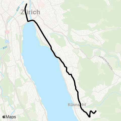 VBZ - Verkehrsbetriebe Zürich Zürich, Bahnhofstrasse/HB - Itschnach, Fallacher map