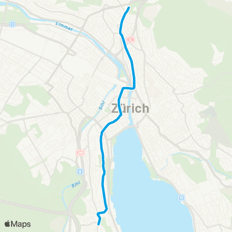 VBZ - Verkehrsbetriebe Zürich Zürich, Laubegg - Zürich, Bahnhofstrasse/HB map